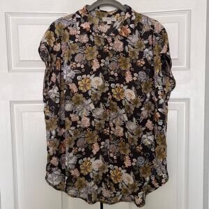Loft Outlet Floral Patterned Button Front Shirt Size M